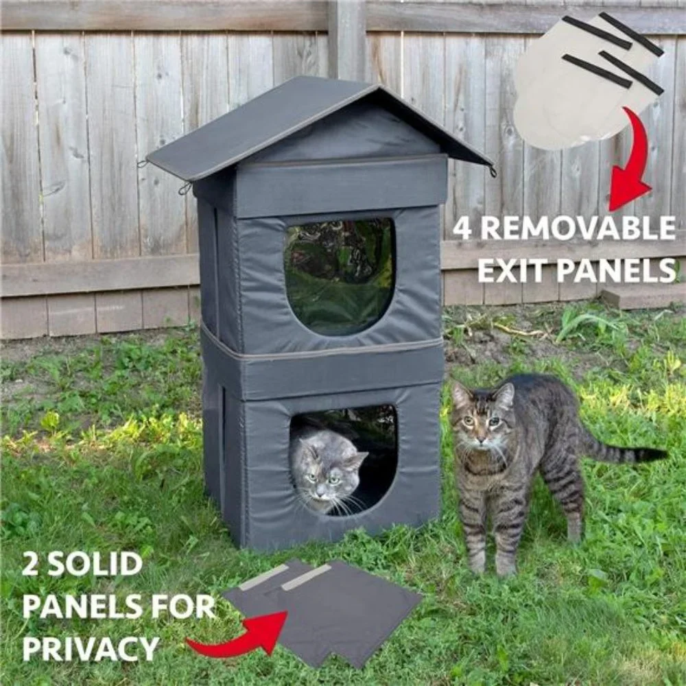 Kitty City Outdoor Stackable Cat House, Cat Cube, Water Resistant Condo